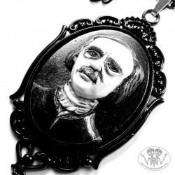 Naszyjnik gotycki kamea Edgar Allan Poe czerń